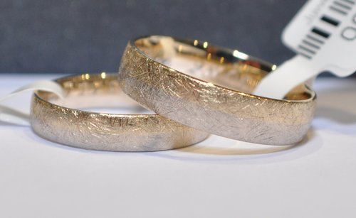 Gold Trauringe Bicolor Eismatt - Breite 4mm und 5mm